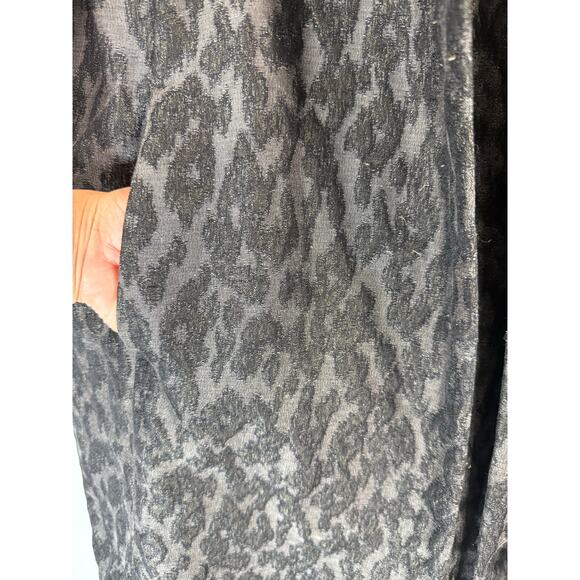 Eileen Fisher Blurred Ikat Jacquard Coat L/XL Cotton Silk Open Front Jacket - Picture 6 of 13